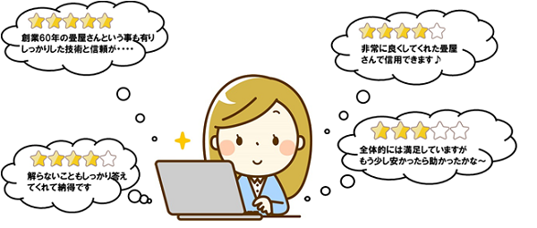 口コミサイトを閲覧する女性の画像